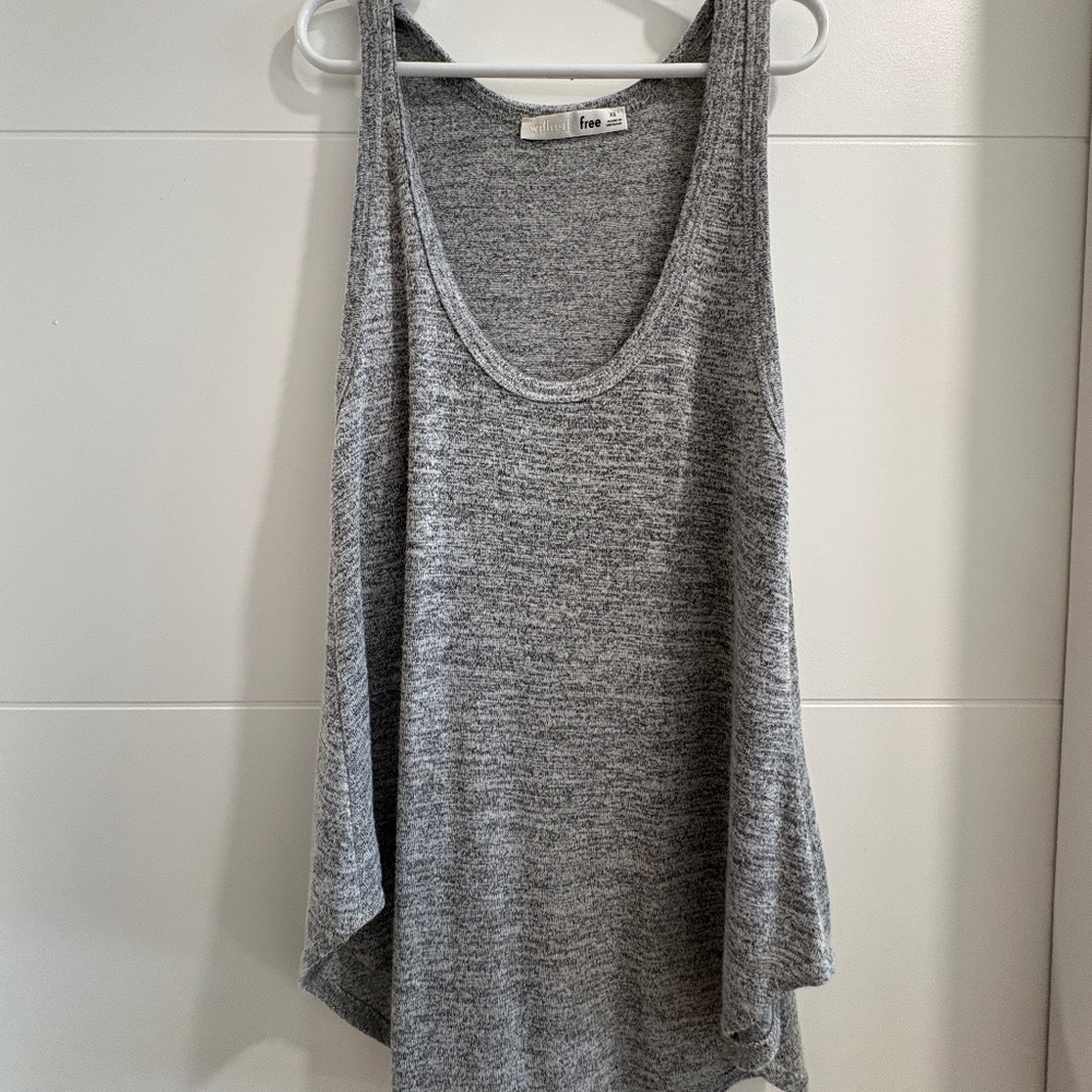 Wilfred Free Aritzia Grey Marled Knit Tank Top XS Oversized Racerback